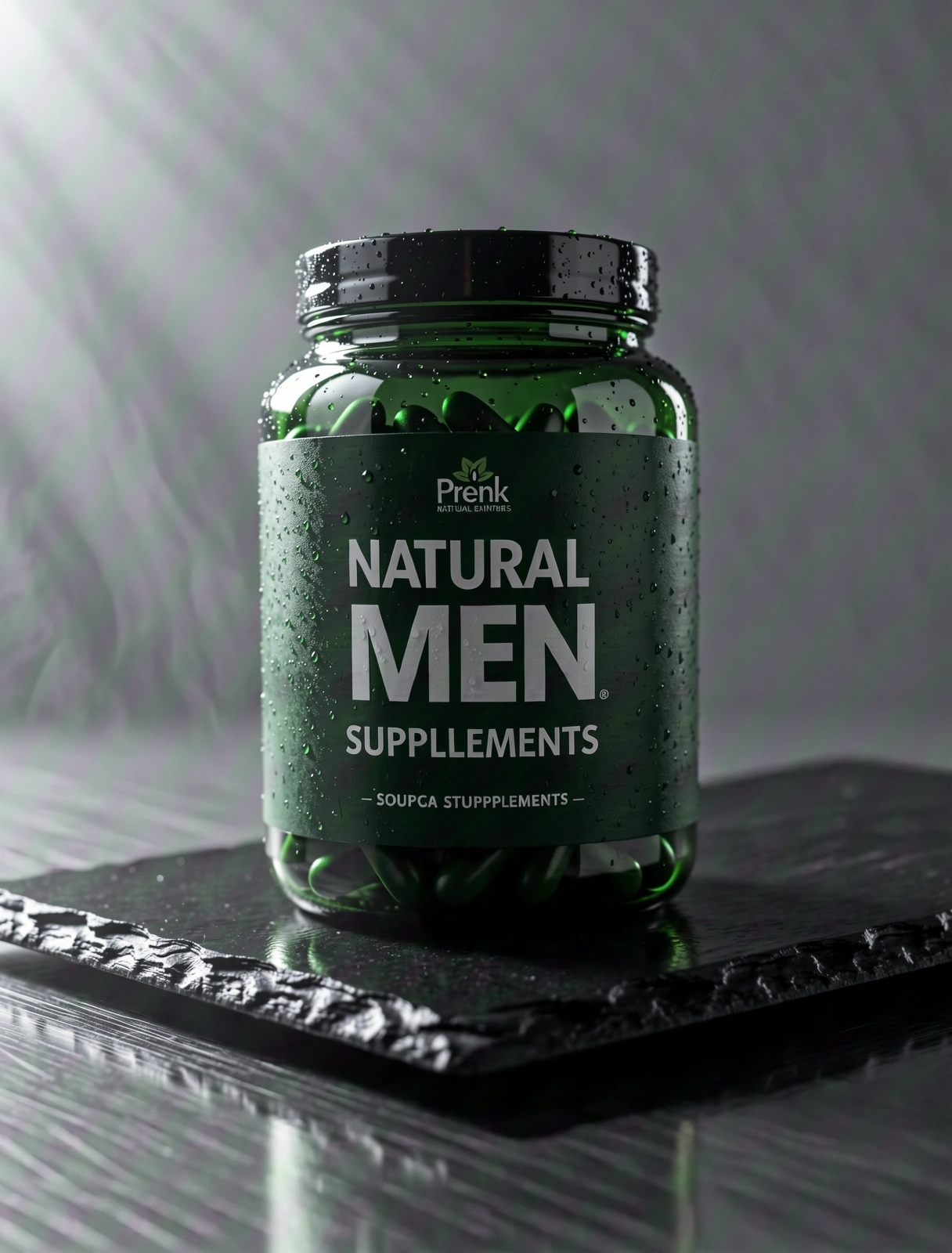 SozaPure premium supplement glass jar on stone