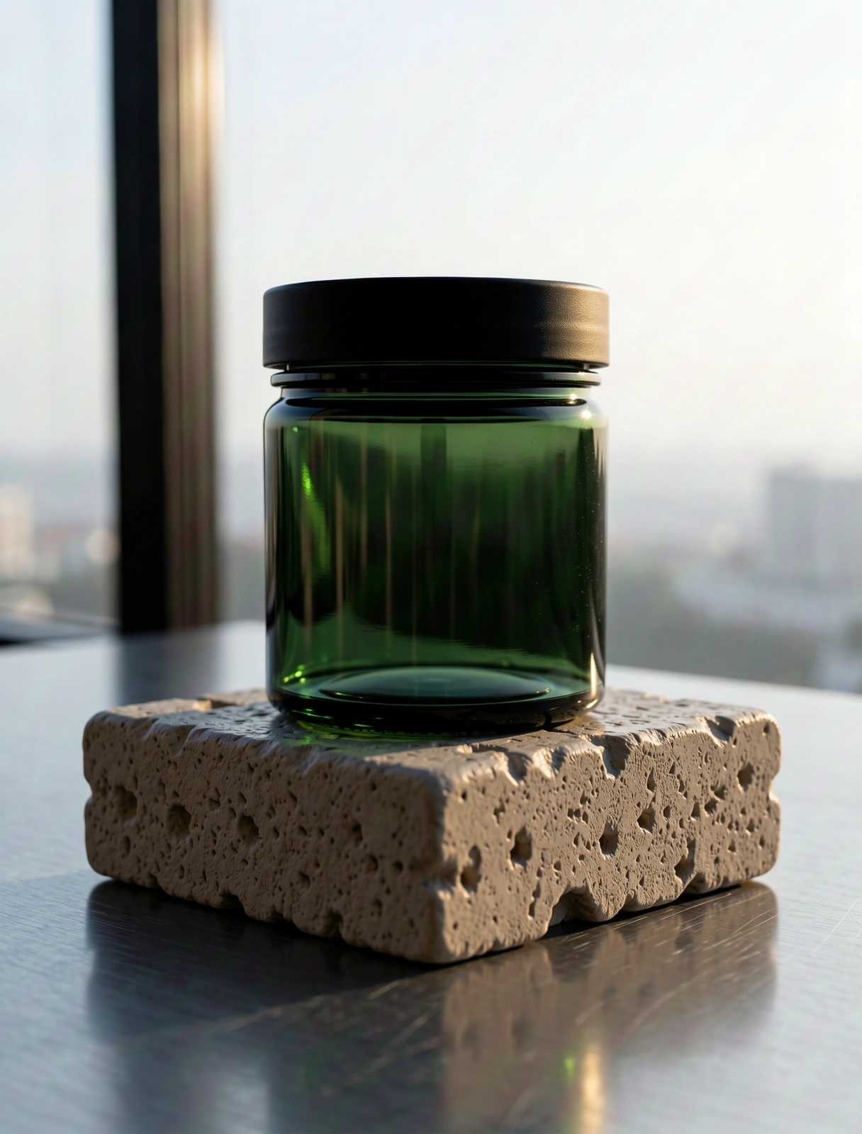 SozaPure apothecary glass on limestone